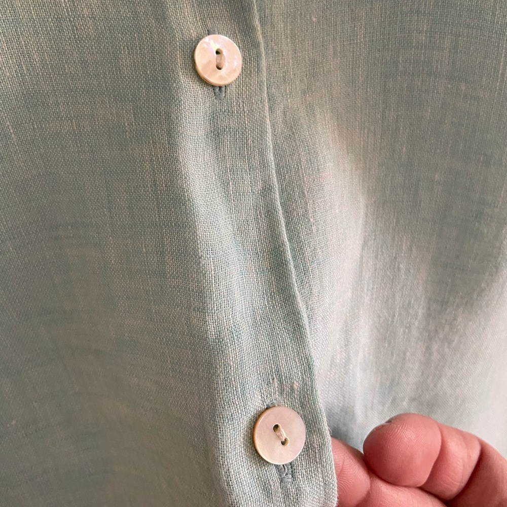 J. Jill Seafoam Button-Down Linen Shirt size:L - Picture 8 of 10